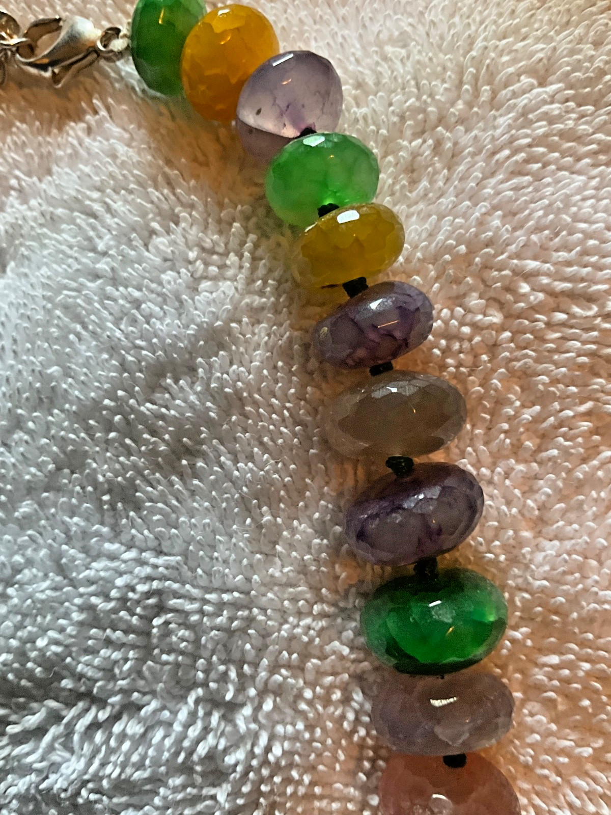 VINTAGE LUCAS LAMENTH~LUC 925~GRADUATED CHUNKY MULTI COLOR AGATE NECKLACE