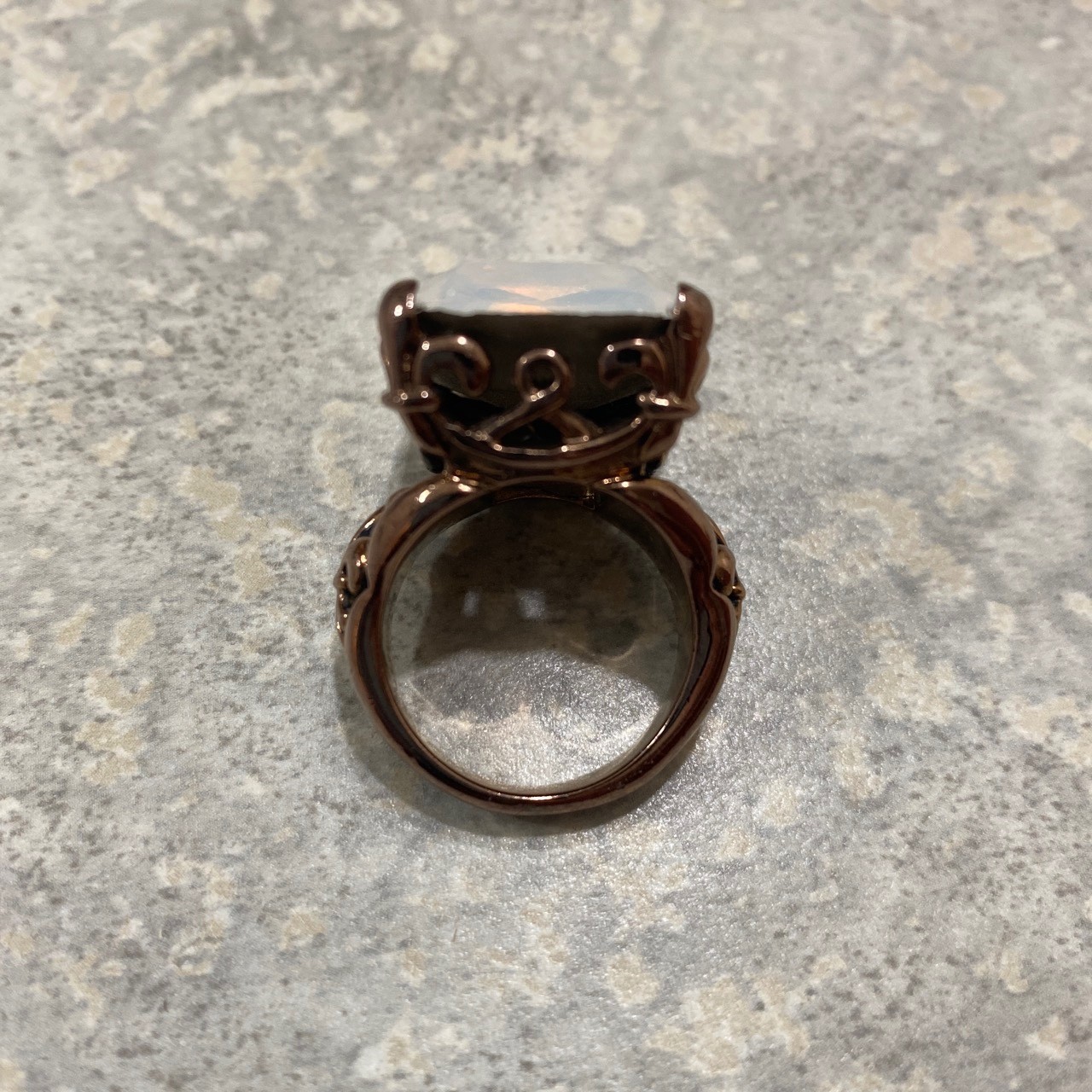 Hardcore Elegance rare antique vintage opal brass ring with size 7. Women’s des.