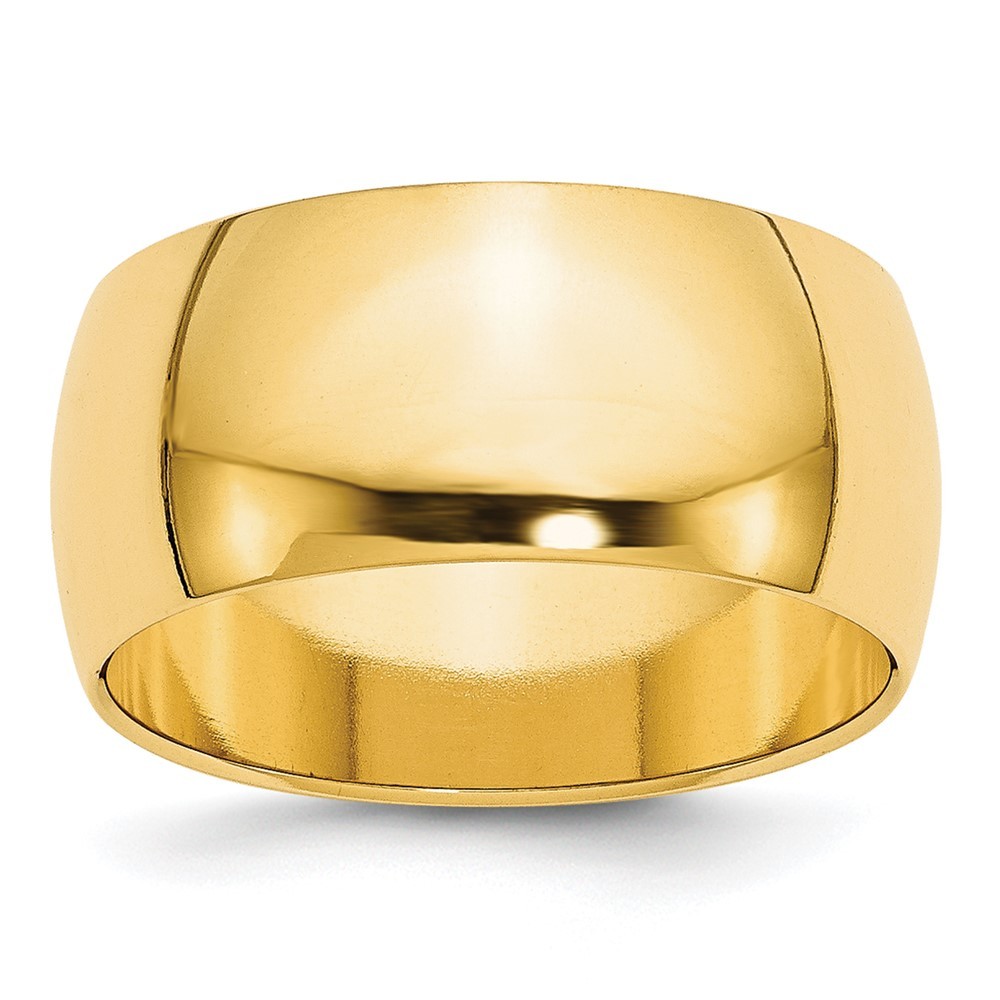 10k Yellow Gold 10mm Half Round Wedding Band Ring Sz 5 6.16 g