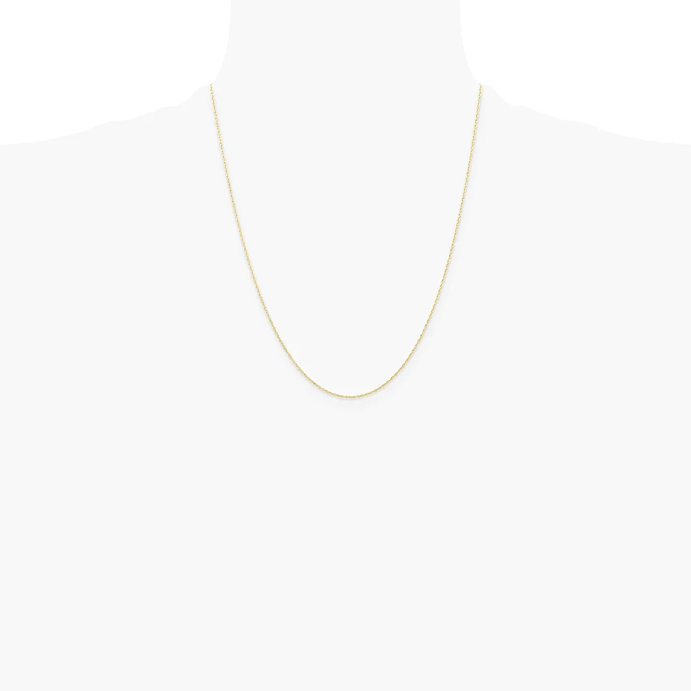 10K Yellow Gold .6 Mm Carded Cable Rope Chain Necklace 16″-24″