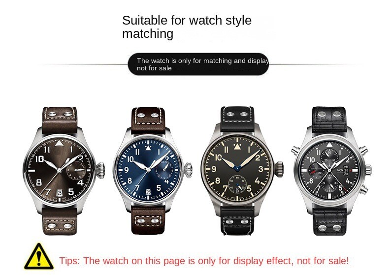 Mens High Quality Genuine Leather Watch Band Strap 20/21/22mm Fit IWC PILOT’S