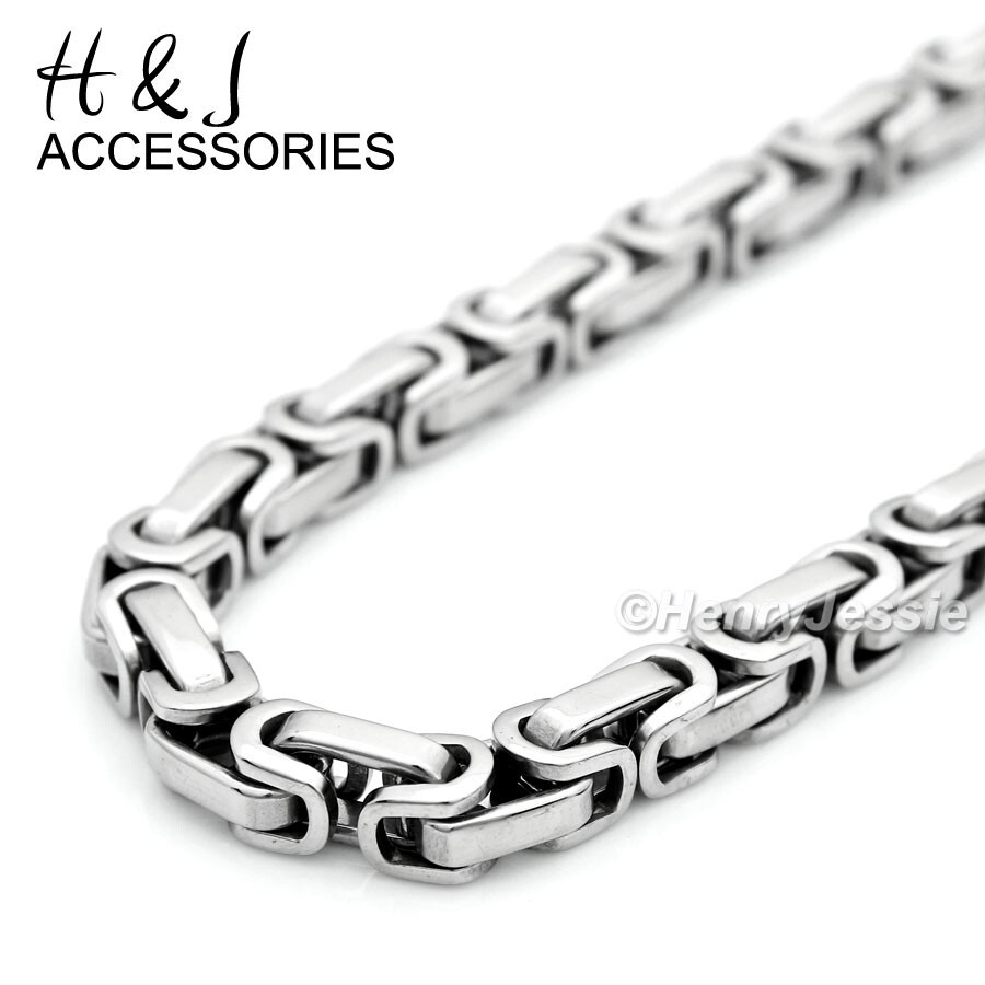 16″-40″MEN’s Stainless Steel 8mm Silver Byzantine Box Link Chain Necklace*AT