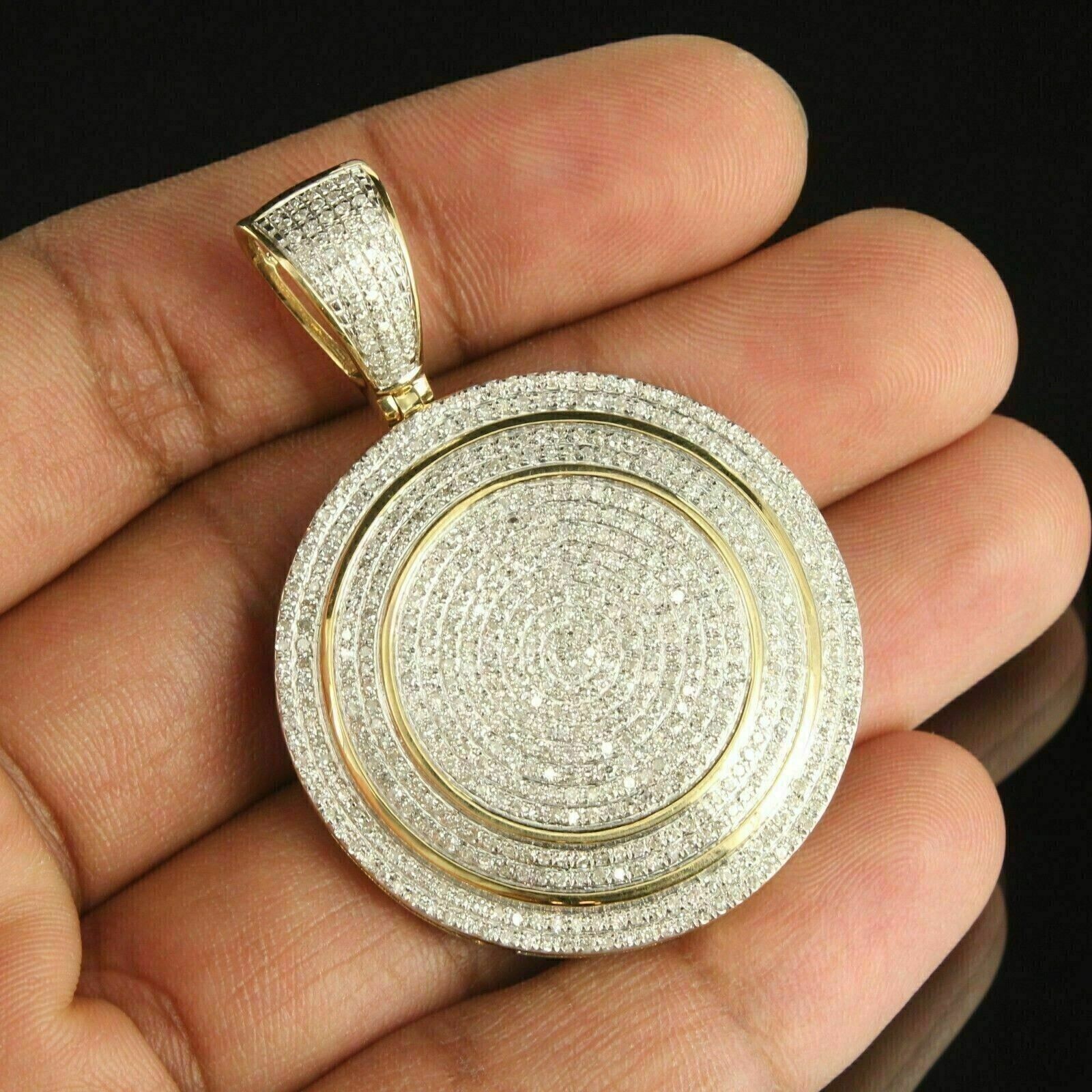 3Ct Round Cut VVS1 Moissanite Unisex Men’s Charm Pendant 14K Yellow Gold Plated