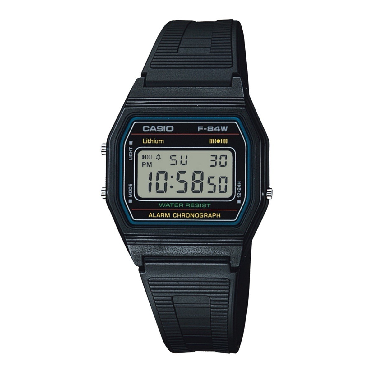 Casio F-84W-1QJH Digital Watch Black Resin Alarm Chronograph Japan New