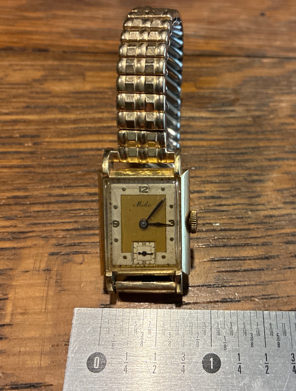 Vintage Mido 14k Gold Filled Mechanical Tank Style Watch Running