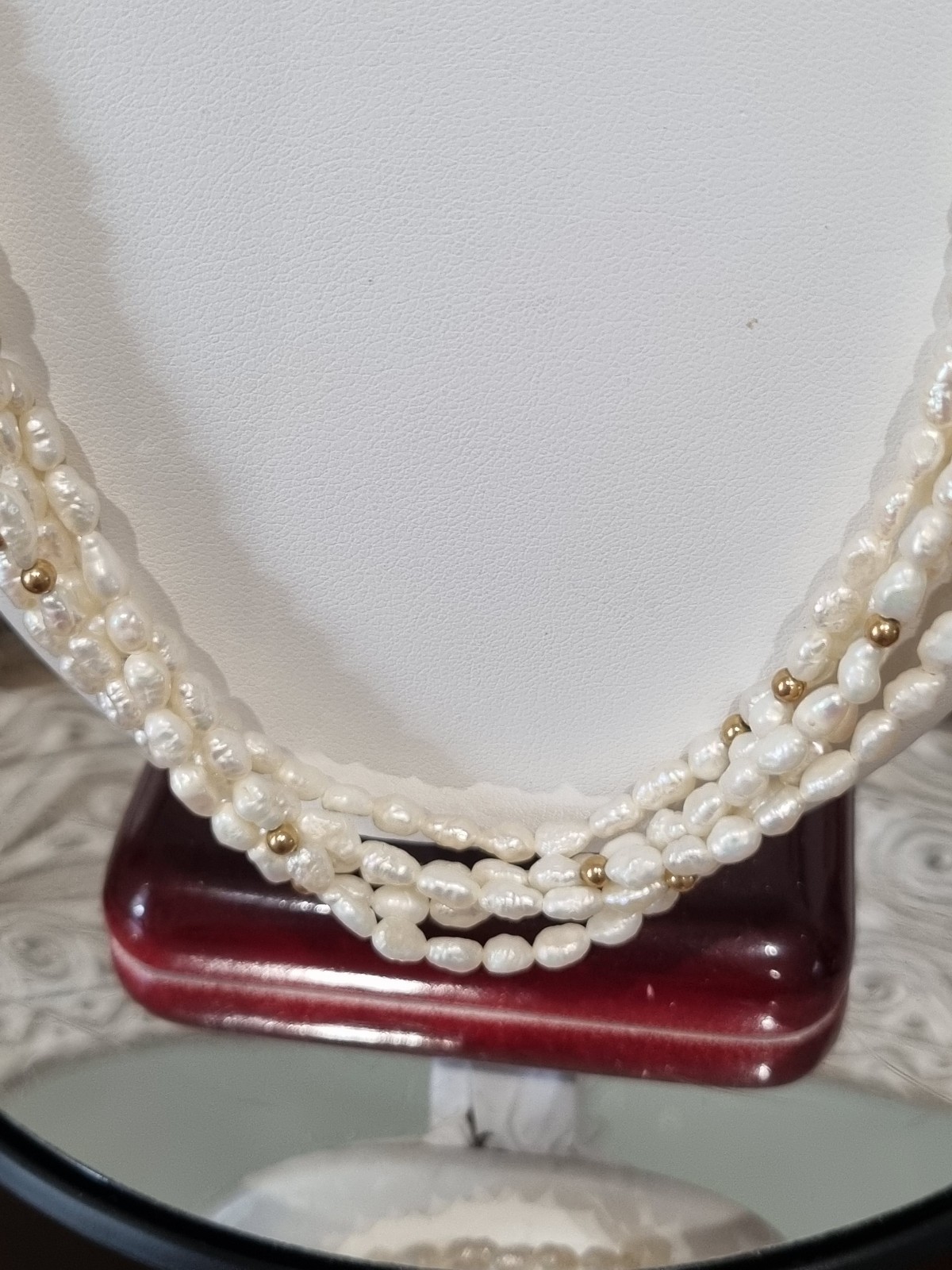 Vintage c1980s 14k Gold Cultured Pearl gold bead Torsade Necklace See video
