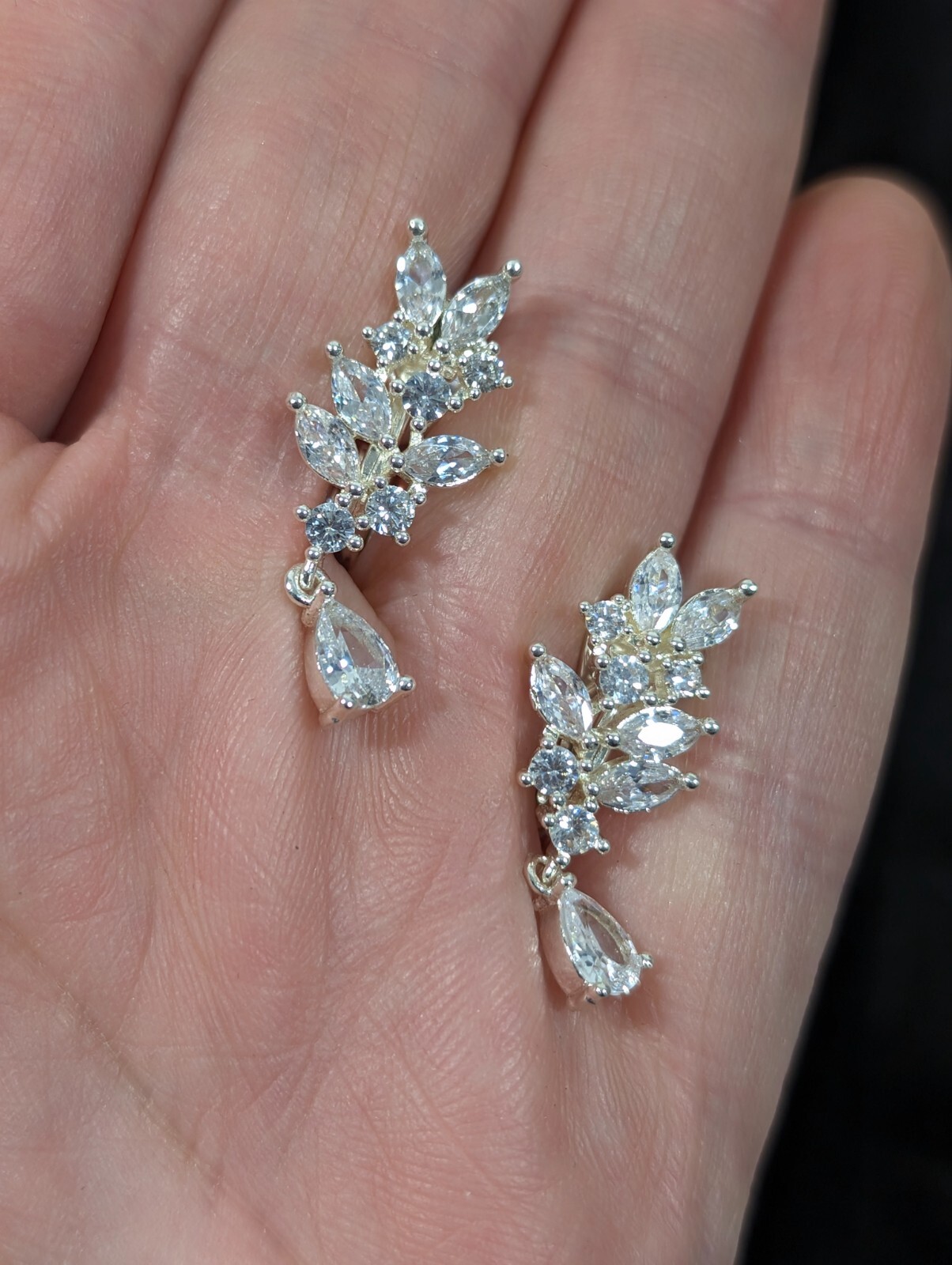 TJG The Jewelry Group for Napier Silvertone Marquise Crystal Earrings Bridal