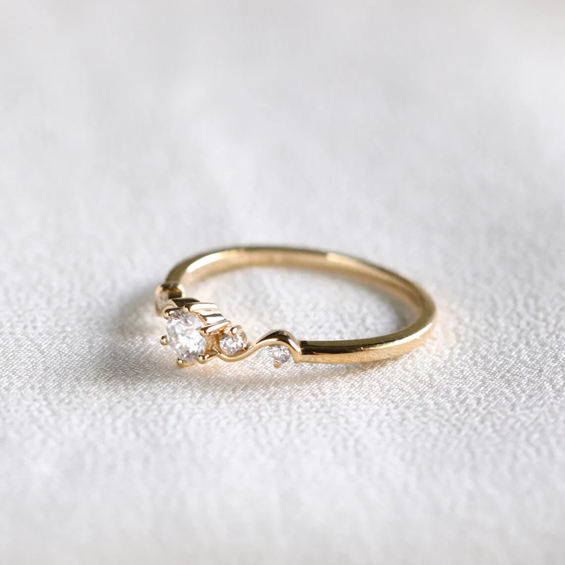 0.54 CT Round Cut VSSI Lab Grown Diamond Women’s Stackable Ring 14K Yellow Gold