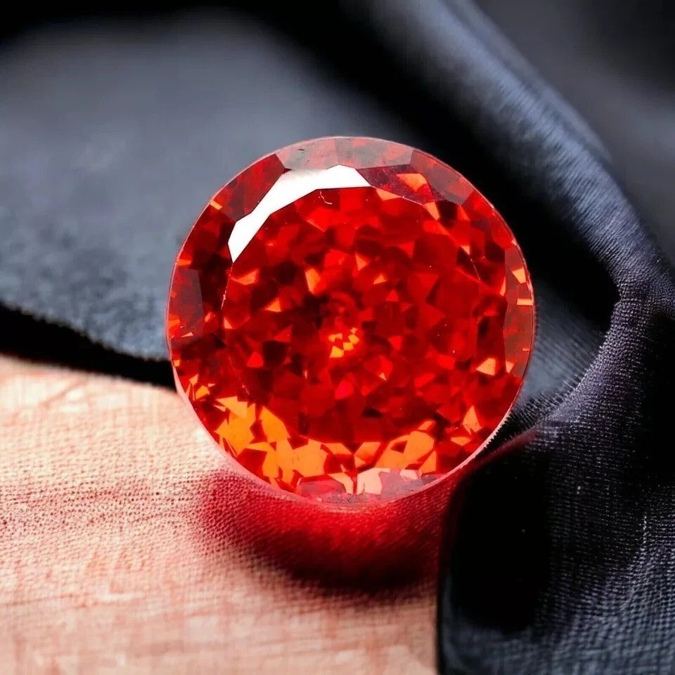 Natural Zircon Red Cambodian 98-100 Ct GIE Certified Round Cut Loose Gemstone