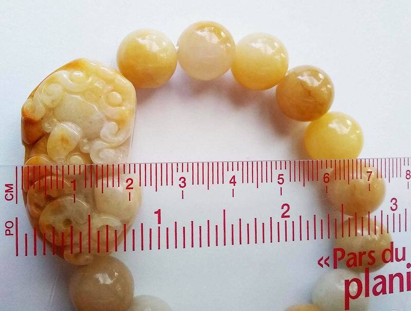 11mm Yellow Jade Round Beads Bracelet Pixiu money animal Wealthy Lucky jewelry