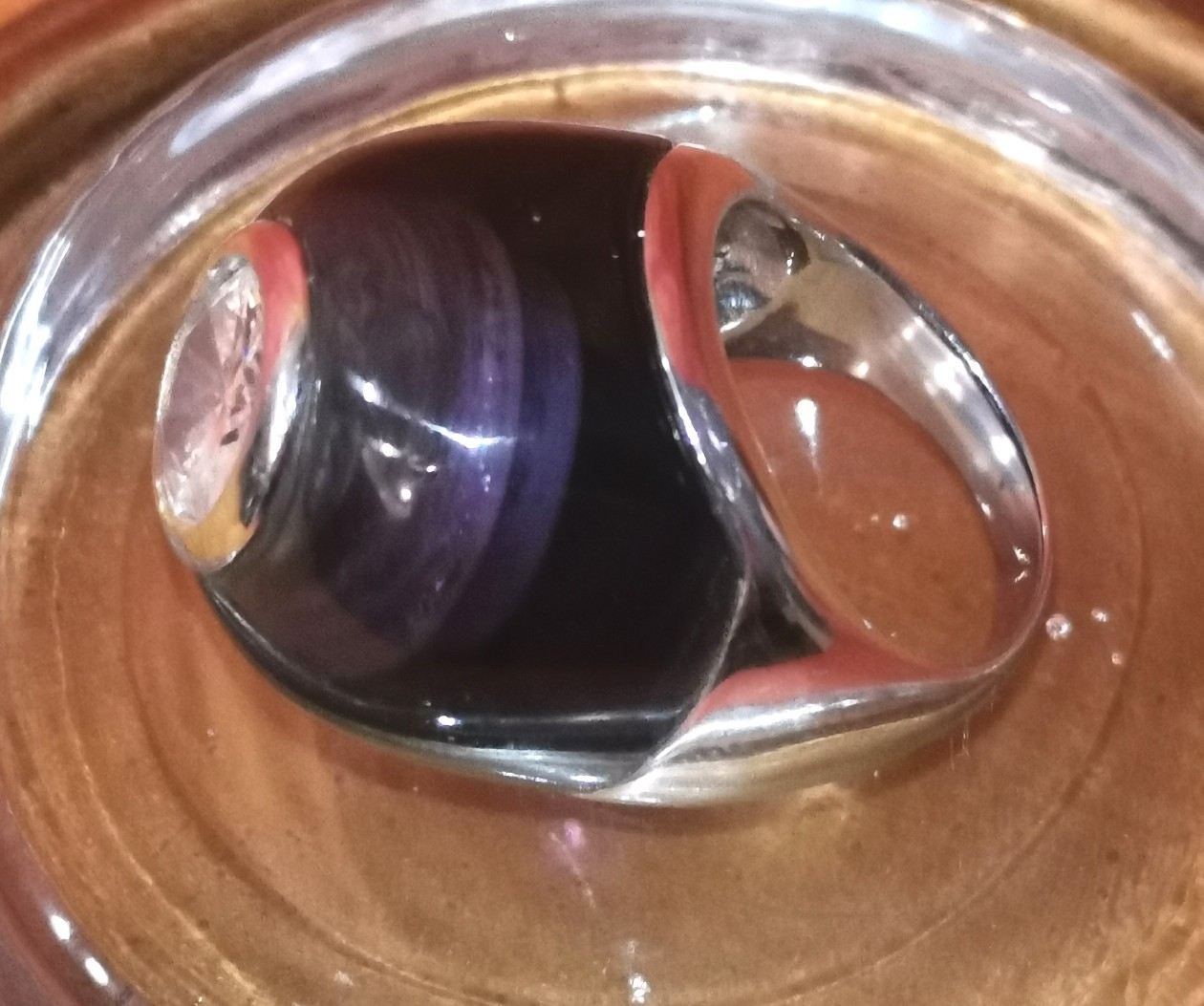 NEW Large Purple Cabochon Ring 23.7 gr. 925 Sterling Silver Size 9 – 9.5 in Box