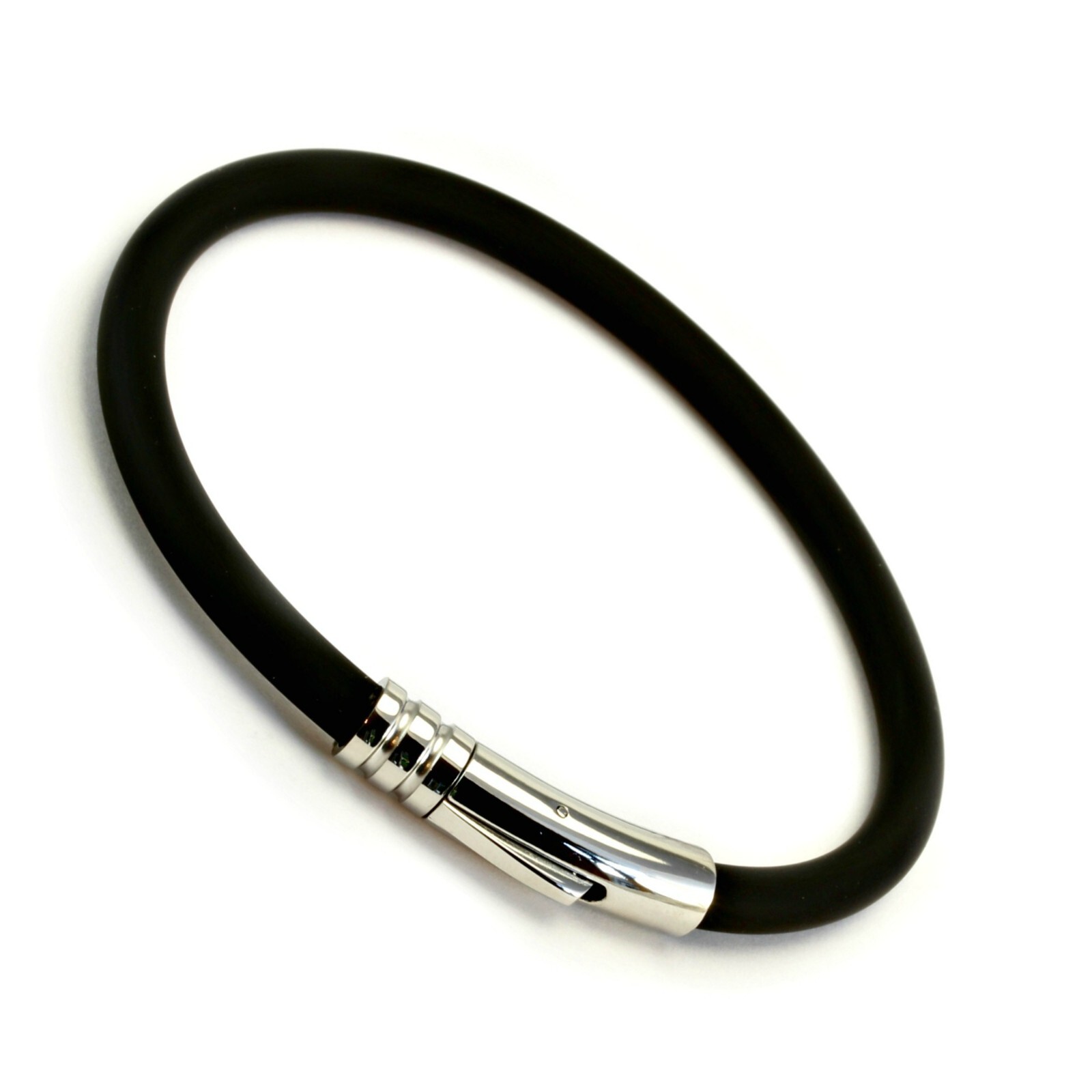 Men’s Chunky Rubber Bracelet-5mm Genuine rubber with Stainless Steel Clasp