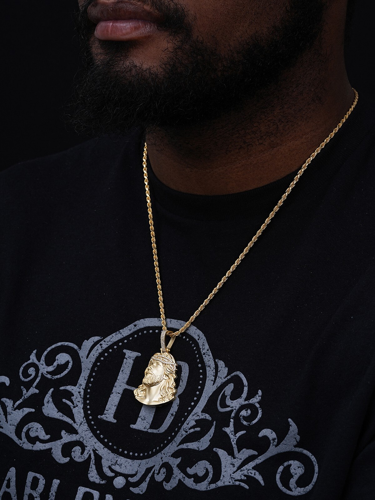 Solid 925 Silver 14k Gold Vermeil MOISSANITE Jesus Piece Iced Pendant Necklace
