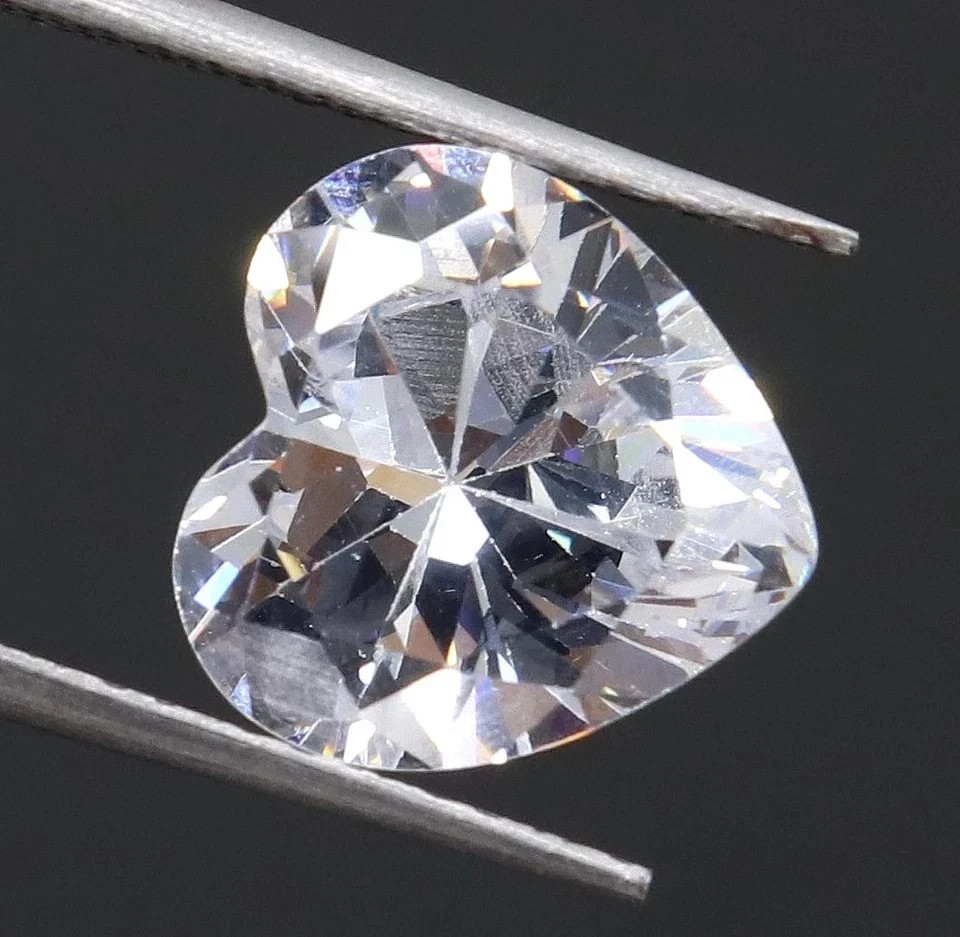 5.85 Ct Certified Natural Cambodian White Colour Heart Cut Zircon Loose Gemstone