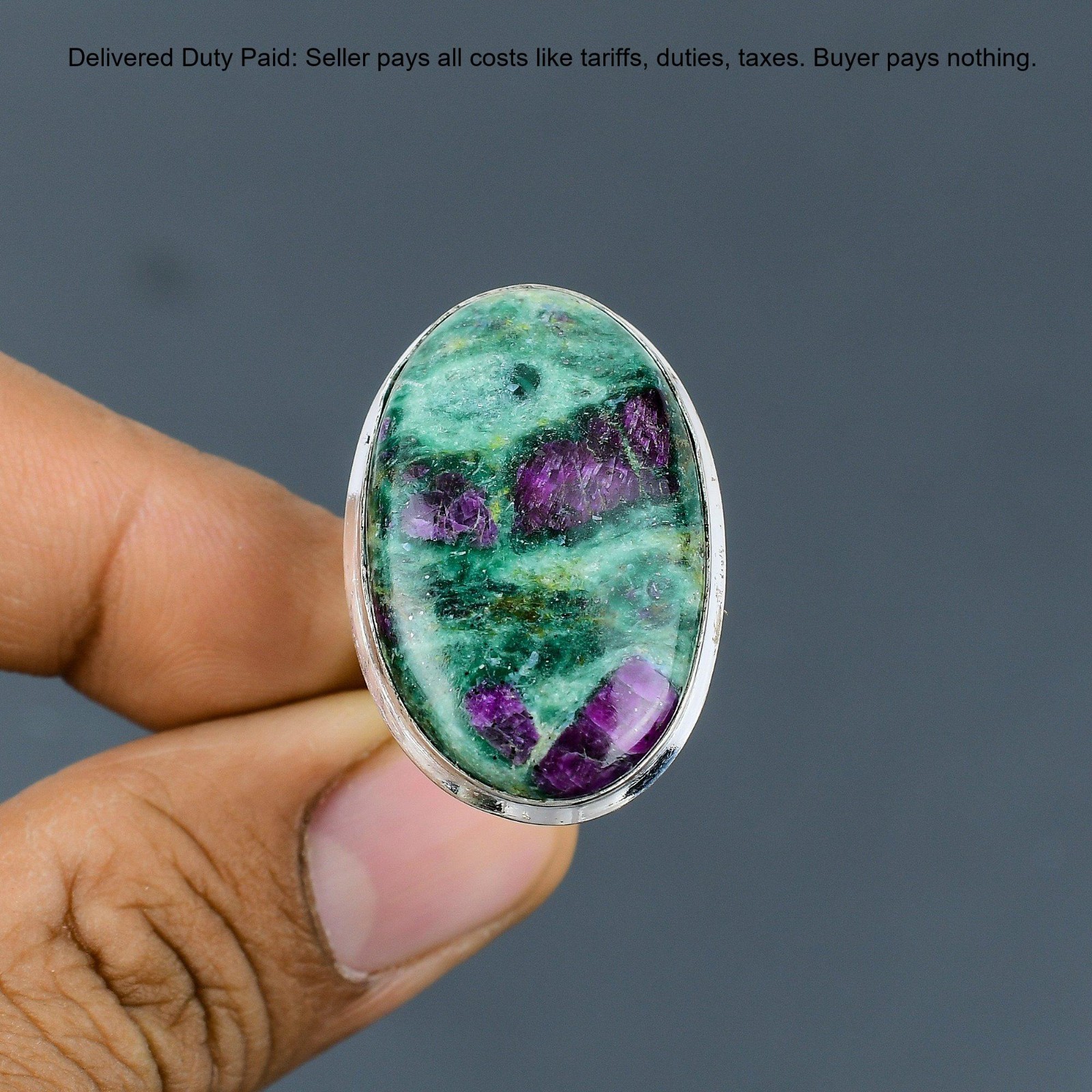 Valentines Deal Natural Ruby Fuchsite 925 Sterling Silver Promise Ring Jewelry