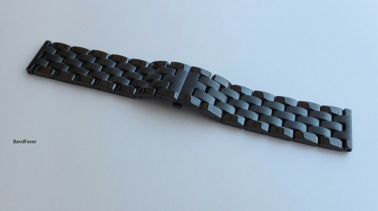 18mm Black SOLID Butterfly Clasp Buckle PVD Stainless Steel Watch Band Bracelet