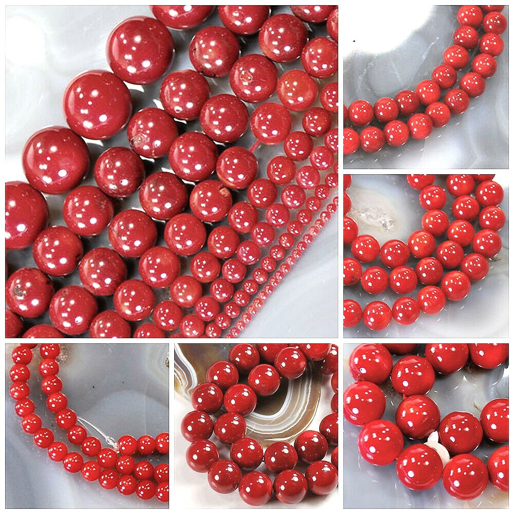 Red Sea Coral Smooth Round Spacer Loose Beads 15″ 3mm 4mm 6mm 8mm 10mm 12mm