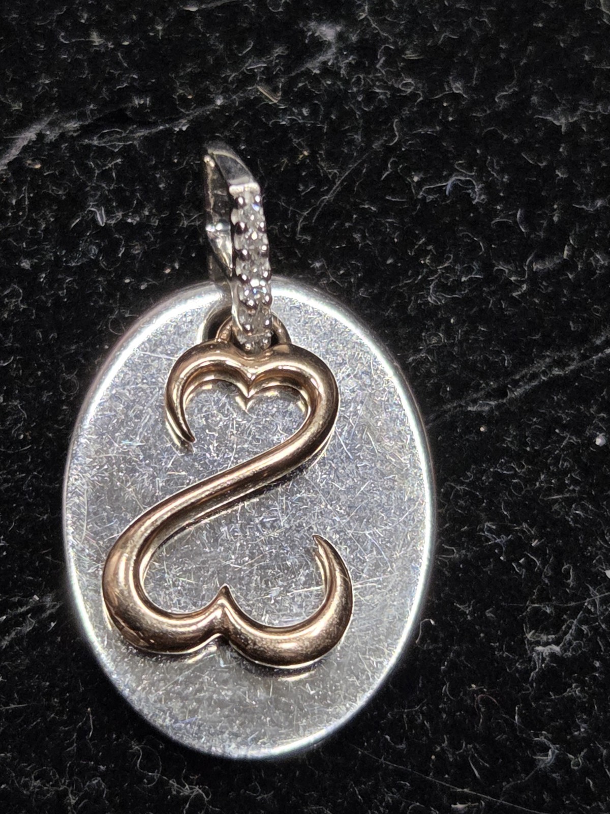 JANE SEYMOUR 14 KT DIAMOND OPEN HEARTS PENDANT
