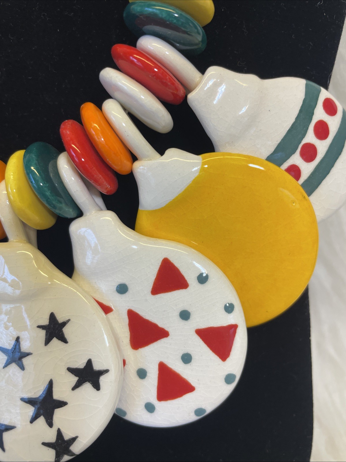 VINTAGE RUBY Z CANDICE LOHEED CERAMIC 80-90”s NECKLACE Ornaments Balloons Clown