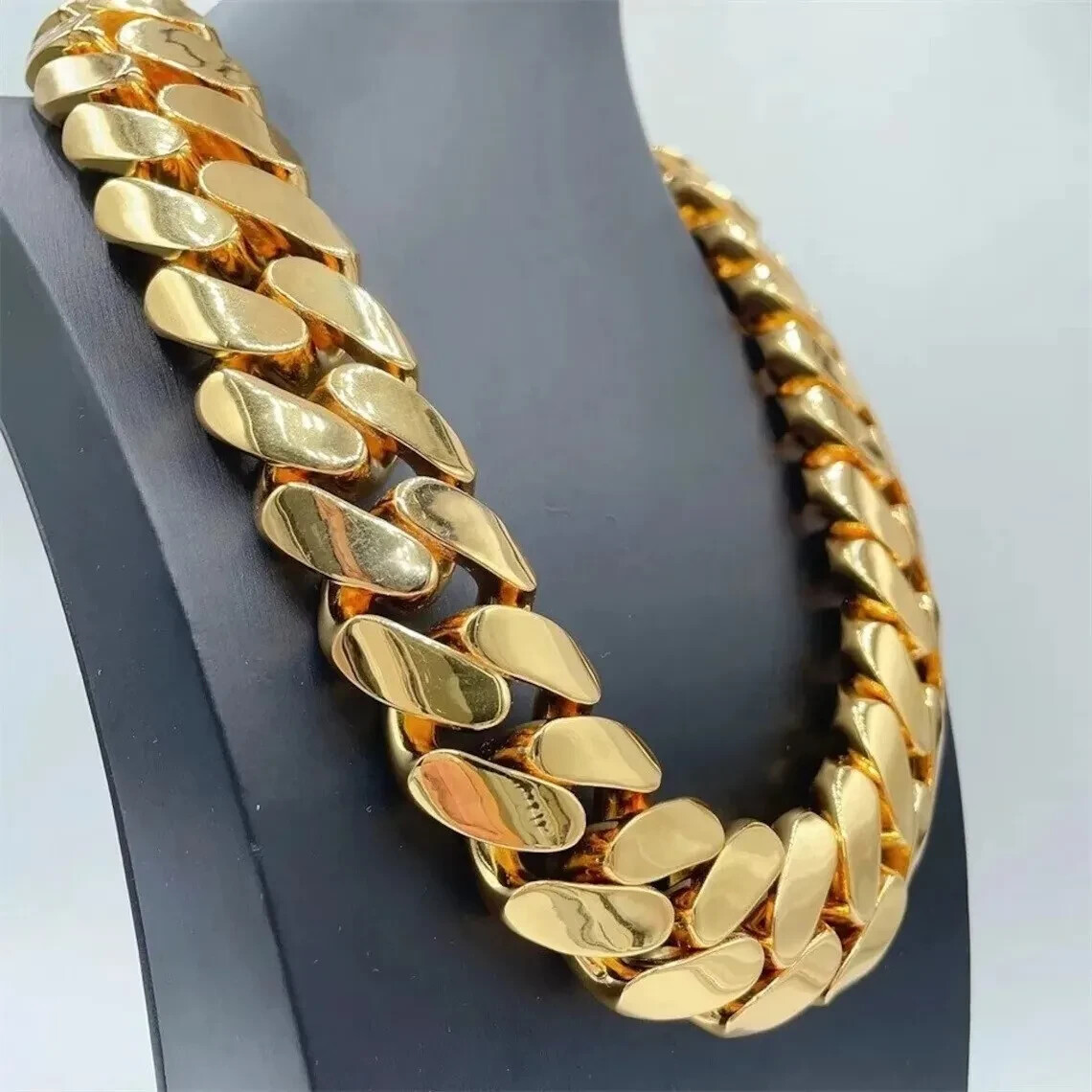 Men’s Custom 25mm Wide 26 Inch Long Solid Handmade Cuban Link Necklace Brass