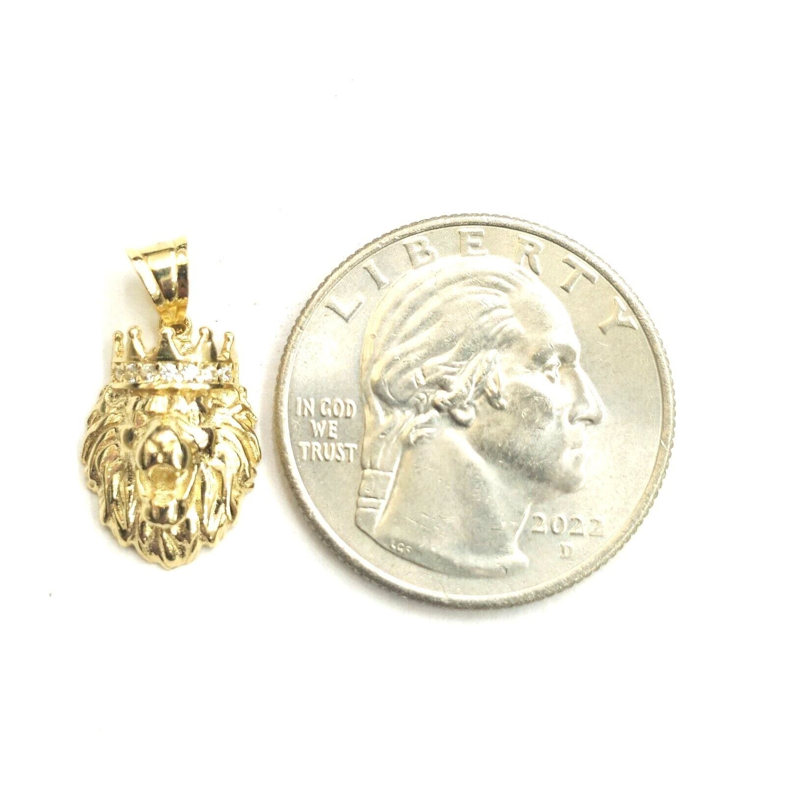New Real 14k yellow Gold tiny lion head face crown Leo zodiac Pendant charm 1.5g