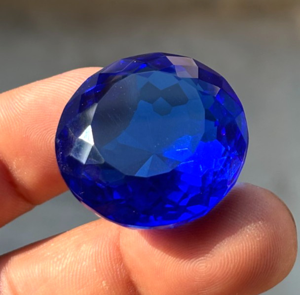 Certified 100 Cts Round Cut Blue Kashmiri Sapphire Loose Natural Gemstone Superb