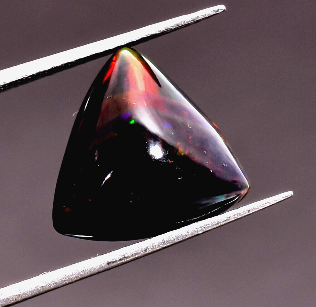 Natural Black Ethipion Opal Trillion Shape Cabs 3.5 Ct Loose Gemstone 13X12X6 mm