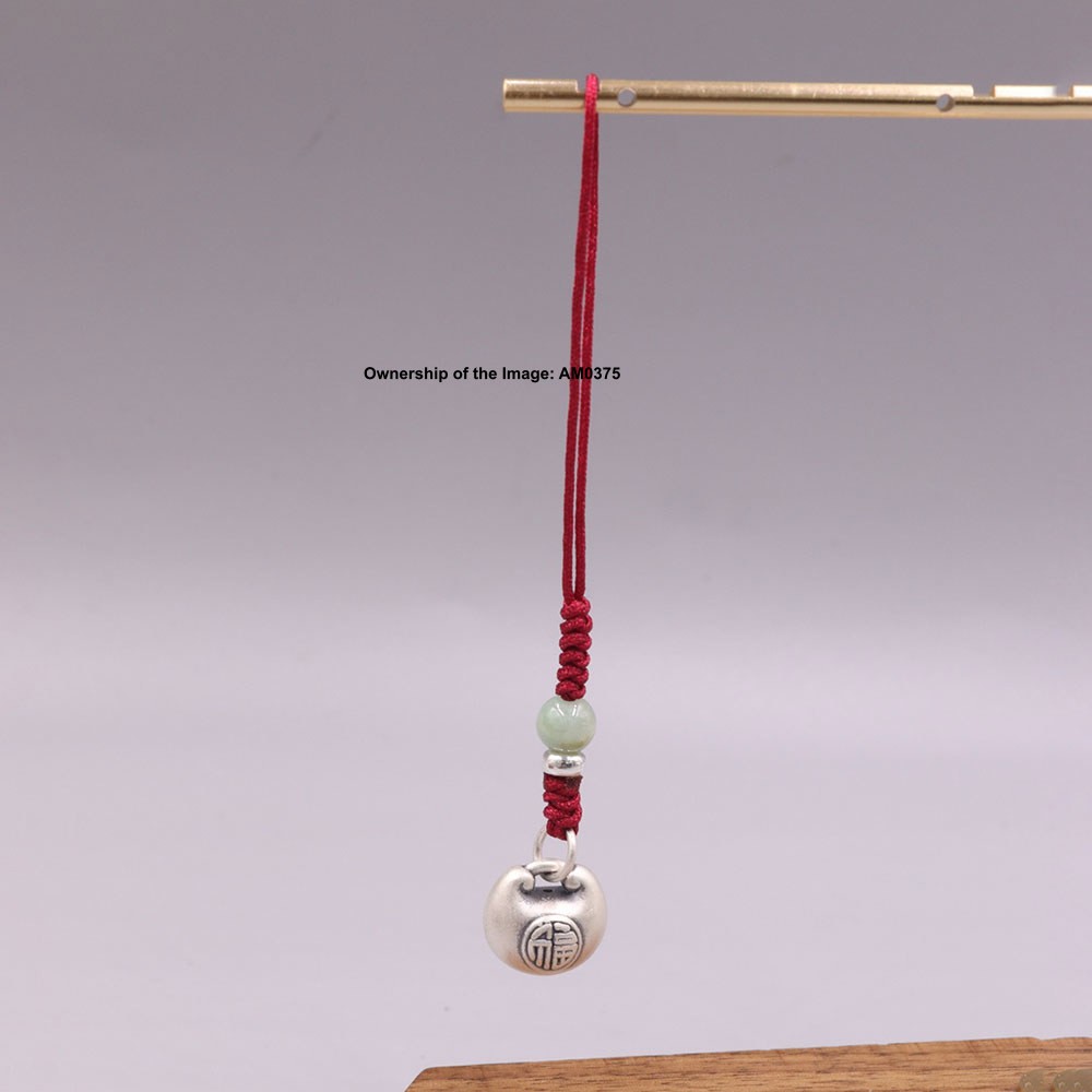 Real 999 Fine Silver Good Luck 福 Lock Handmade Charm Pendant 80mm L