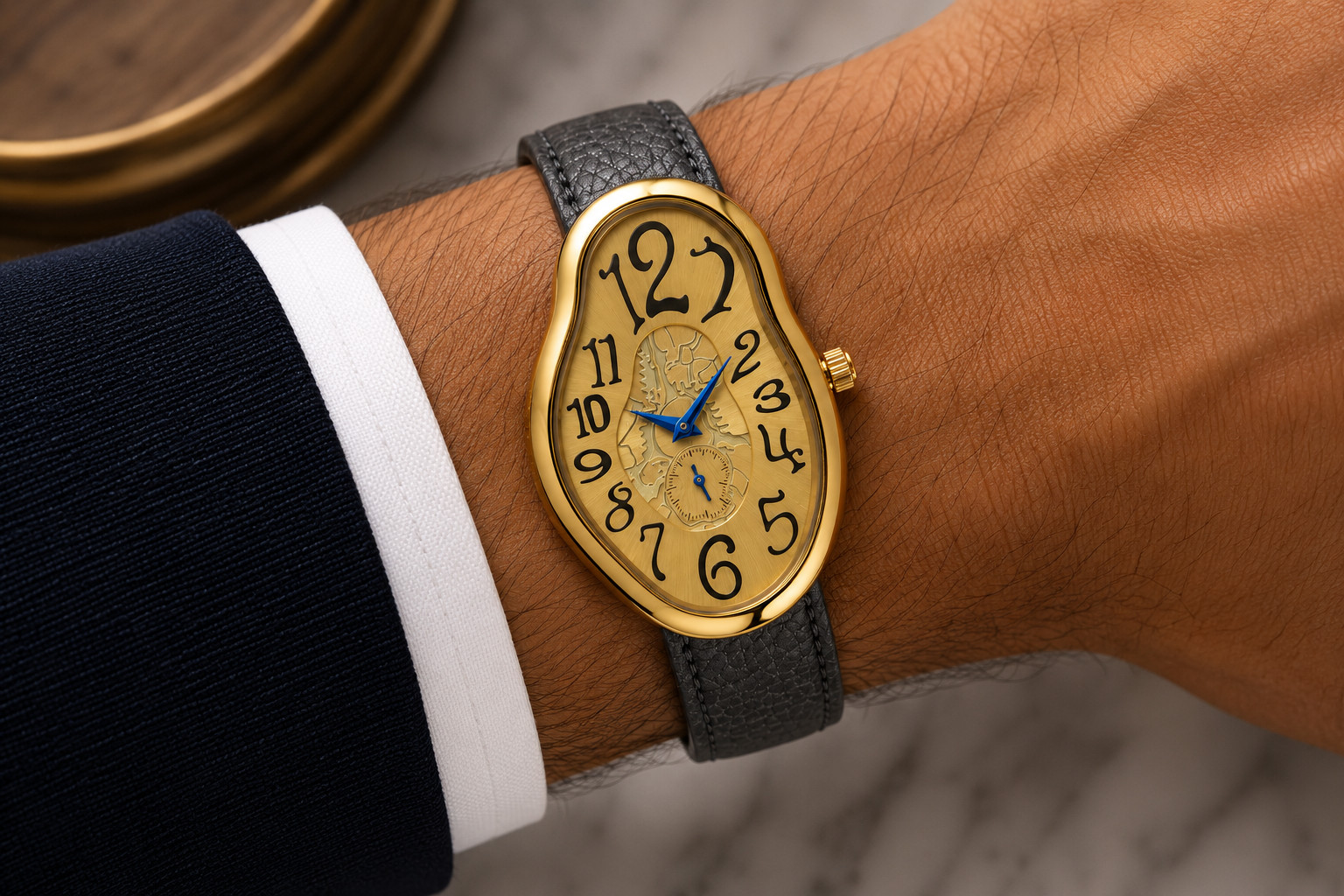 Men’s Abstract Melting Watch Asymmetric Masculine Soft Gifts Watch with Subdial