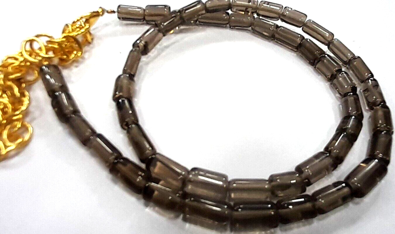 Smoky Quartz Tube Smooth 4X7 -5×8 MM Beads 20″inch 1 Necklace gemstone beads AG