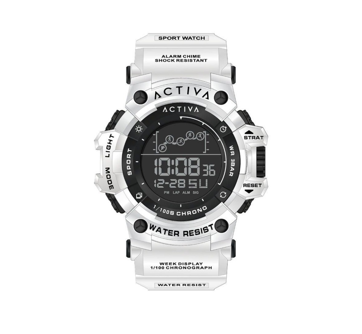 Activa Summit X Invicta Unisex Digital Watch – 50mm. White (ACW8082-024)