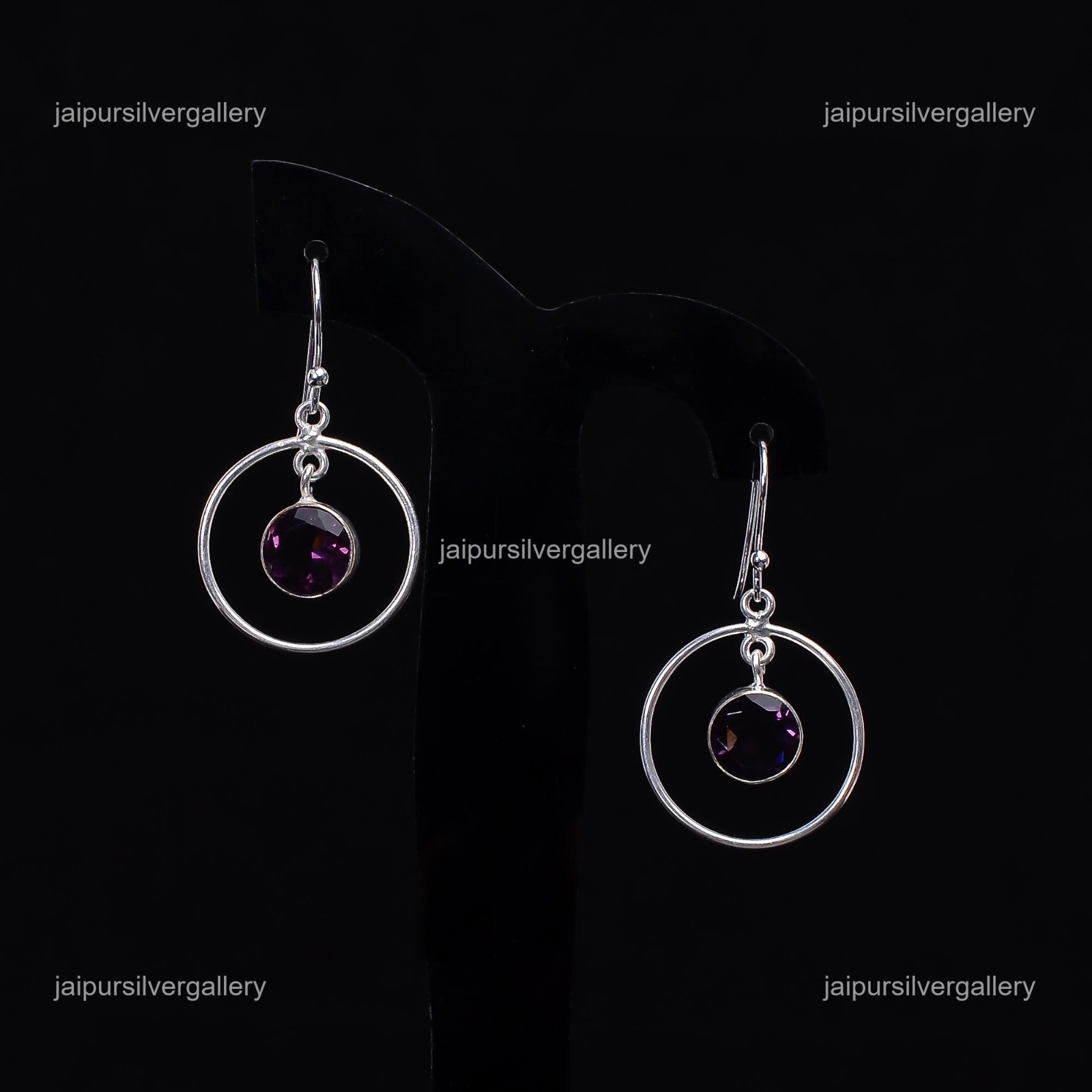 Amethyst Gemstone Jewelry 925 Silver Handmade Daily Wear Earrings 1.4″ For Women