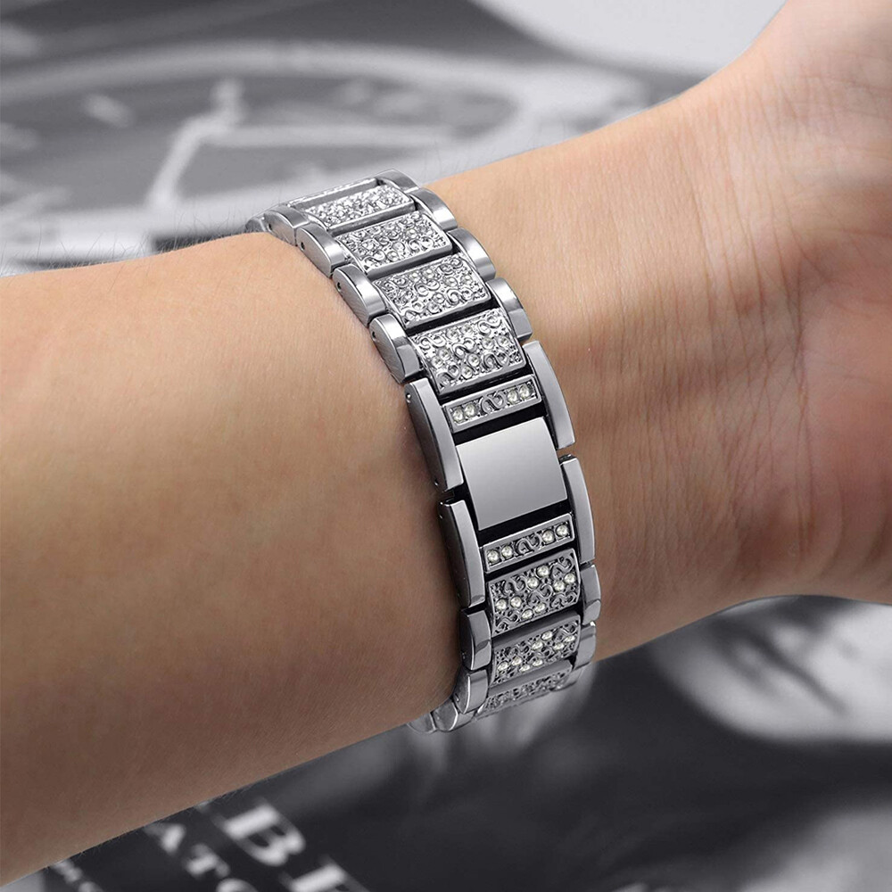 For Fitbit Charge 5 6 Replacement Wrist Strap bling Crystal metal Watch Band