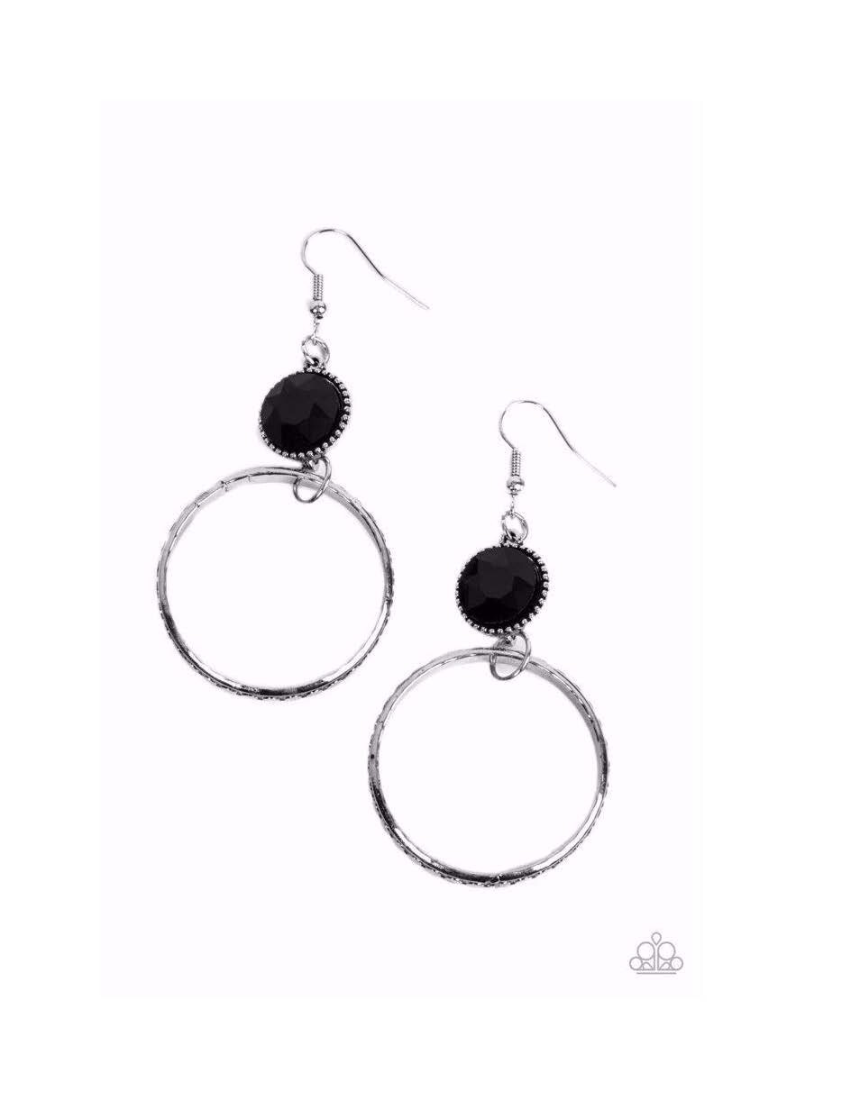 Paparazzi Jewelry Standalone Sparkle – Brand New – Silver and Black Earrings