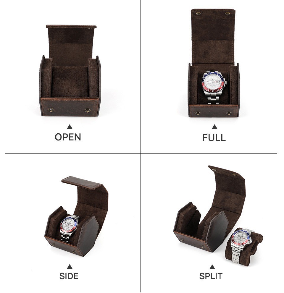 Genuine Leather Watch Case Single Travel Watch Box Protective Holder Gift Men