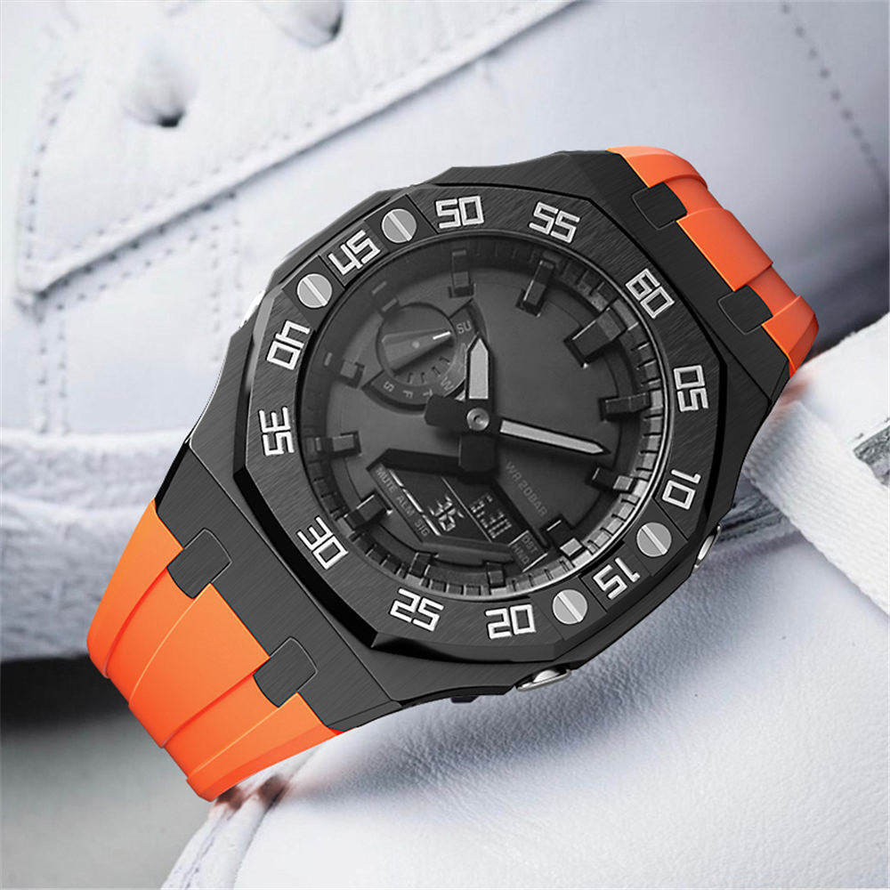 Premium Stainless Steel Case + Silicone Strap AP Mod Kit Set for G-Shock GA-2100