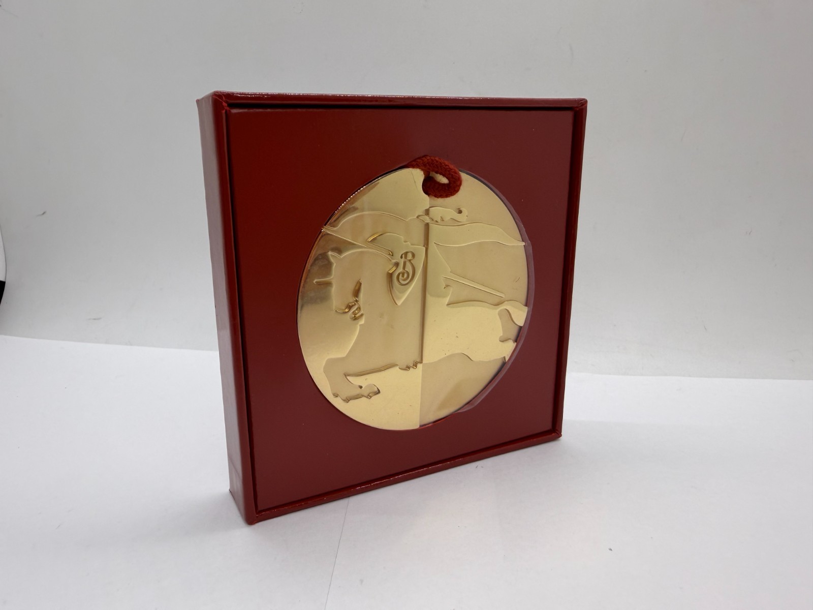 Burberry Metal Gold-Tone Round Brand Engraved Medallion Ornament Bauble