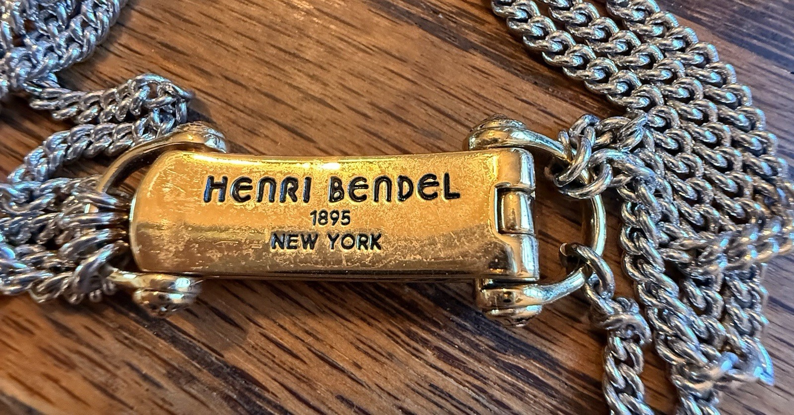 Henri Bendel Multi Strand Necklace Mixed Metals Rhinestones