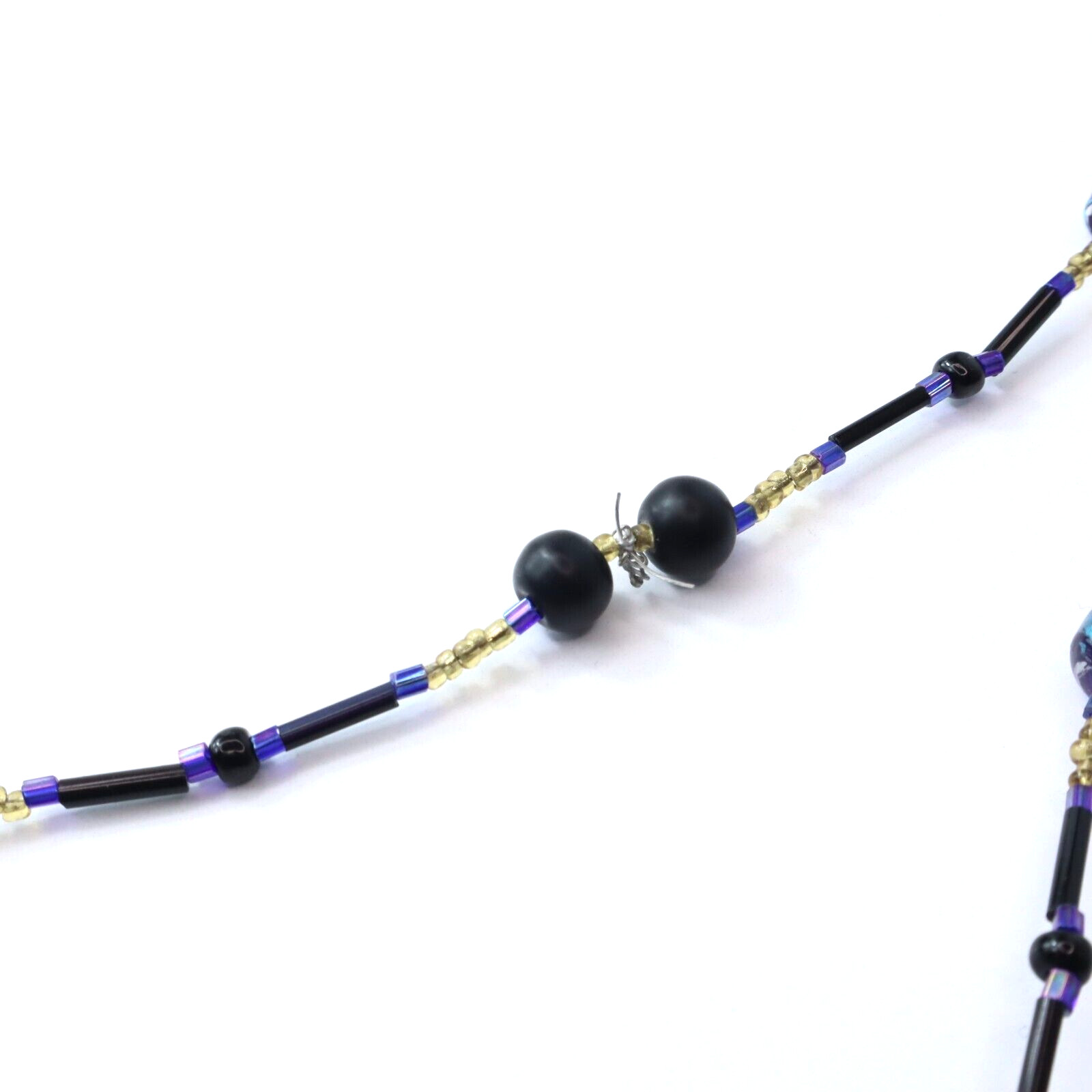 Vintage Venetian Glass Bead Necklace Painted Metal Plastic Seeds Set of 2 Strand