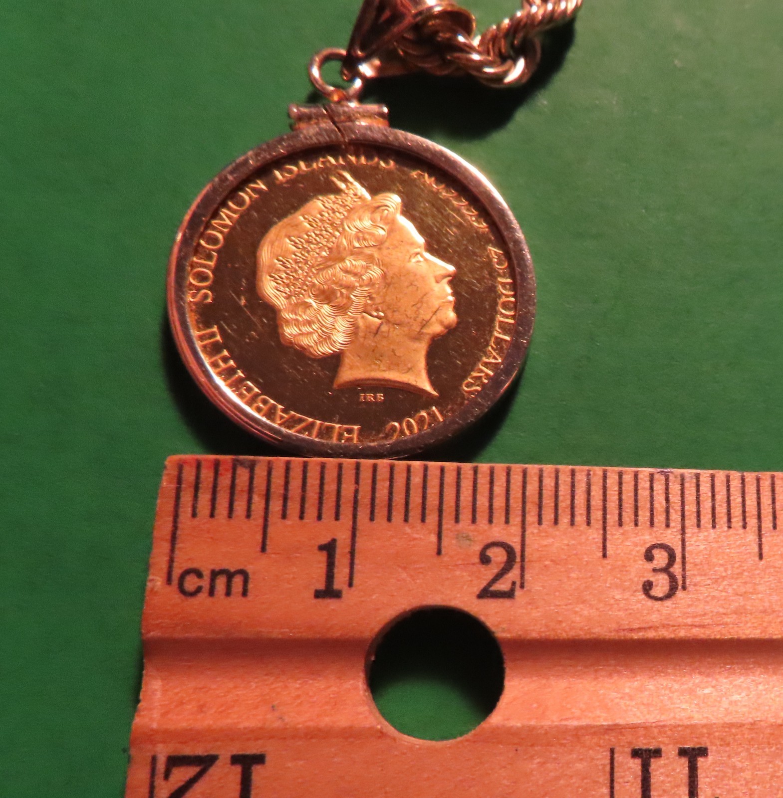 2021 Solomon Islands 1/4oz 24K Gold Coin Pendant & 1.3oz Solid Gold Rope Chain