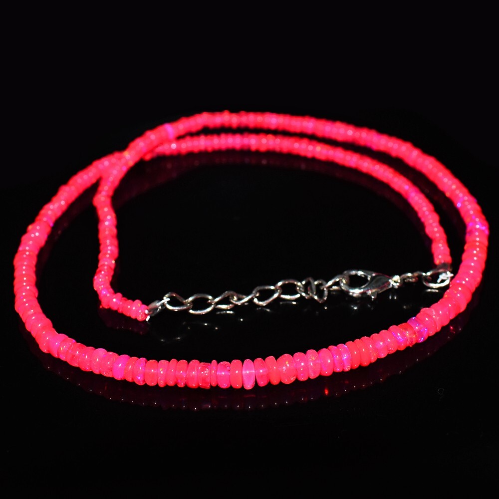 Fabulous Top Pink Ethiopian Opal 41.00 Cts Beaded Beautiful Necklace VK 04 E584