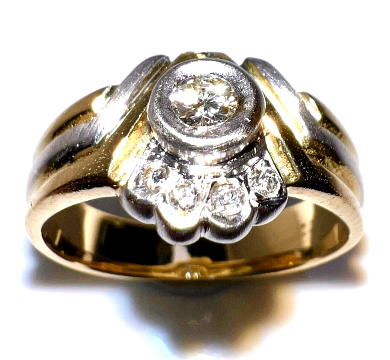 Ring 585 White Gold Gold 0.18 ct. Diamonds Size: 54 / 17.2mm Changeable 4.6g