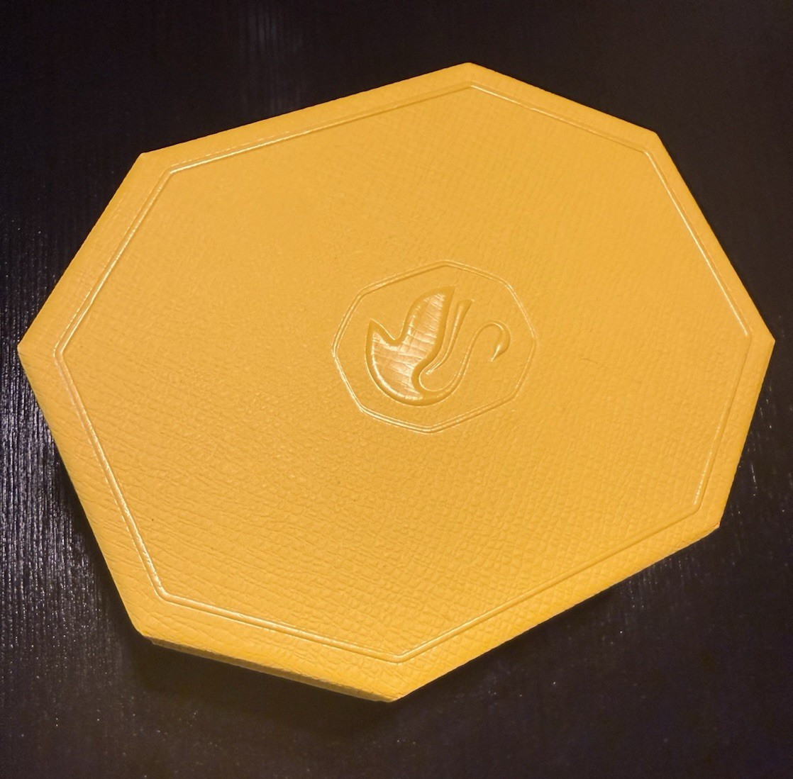 Yellow Octagon Paper/Cardboard Necklace Gift Box w/ Foam Insert, Holds 1