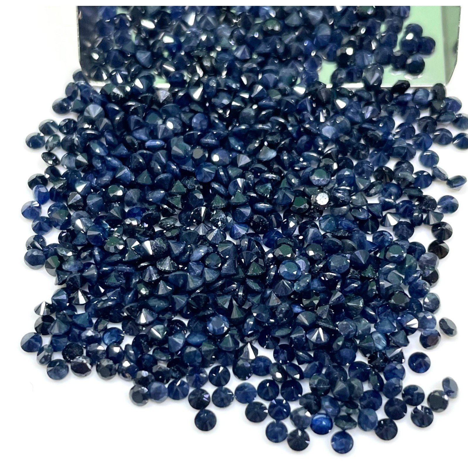 100 Pcs Natural Blue Sapphire 2mm Round Diamond Cut Calibrated Loose Gemstones