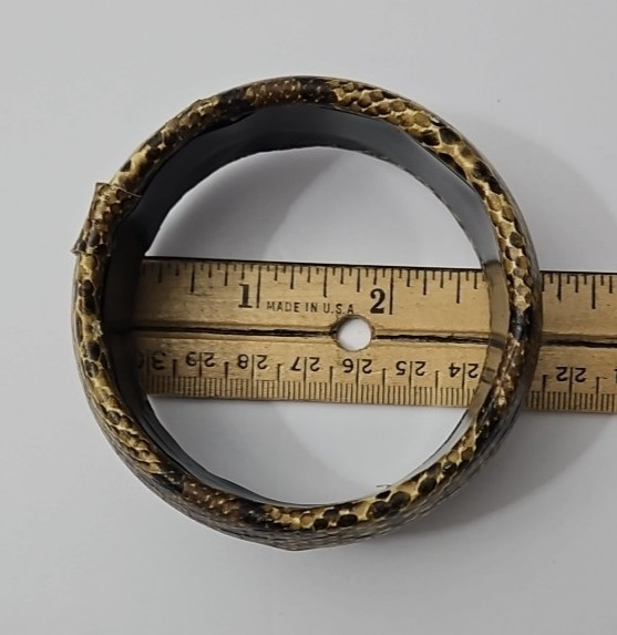Snake Skin Tan Brown Black Bangle Bracelet