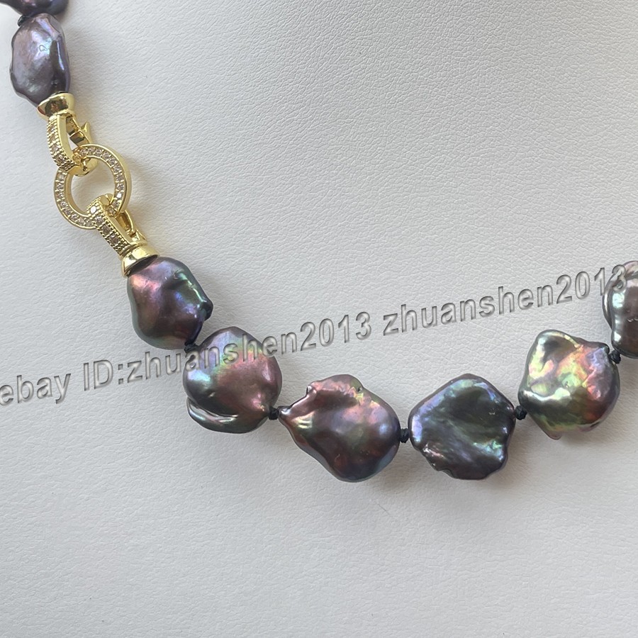 Huge 20-25mm Natural South Sea Black Baroque Reborn Keshi Pearl Necklace 18″-36″