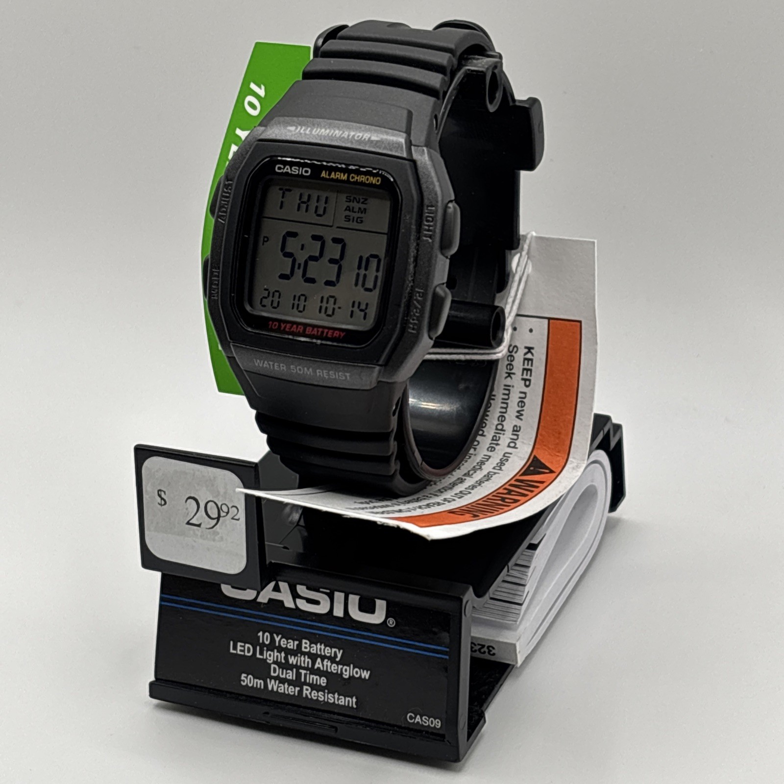 Casio W96H-1BV 50M WR Chronograph Watch Alarm 10 Year Battery Date Black NEW