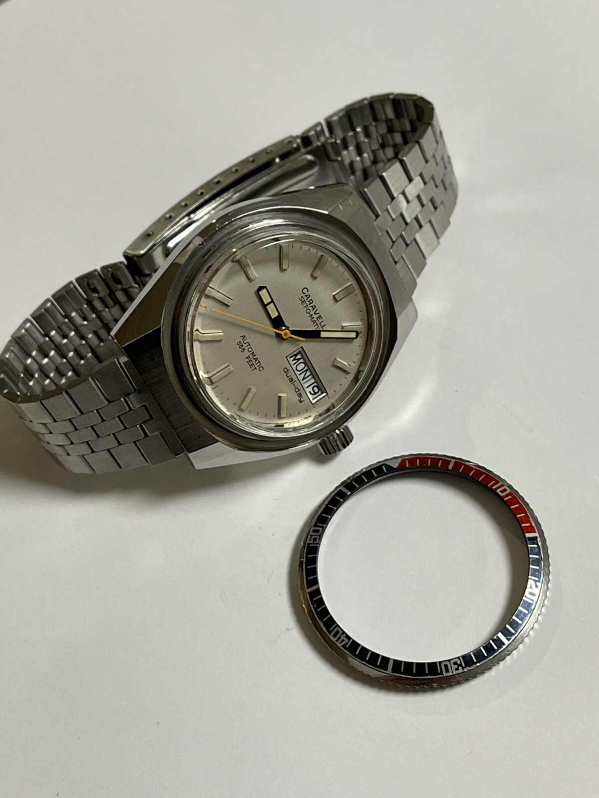 Caravelle Vintage Set O Matic 666 Feet Diver Pepsi Bezel Devil Diver 1979