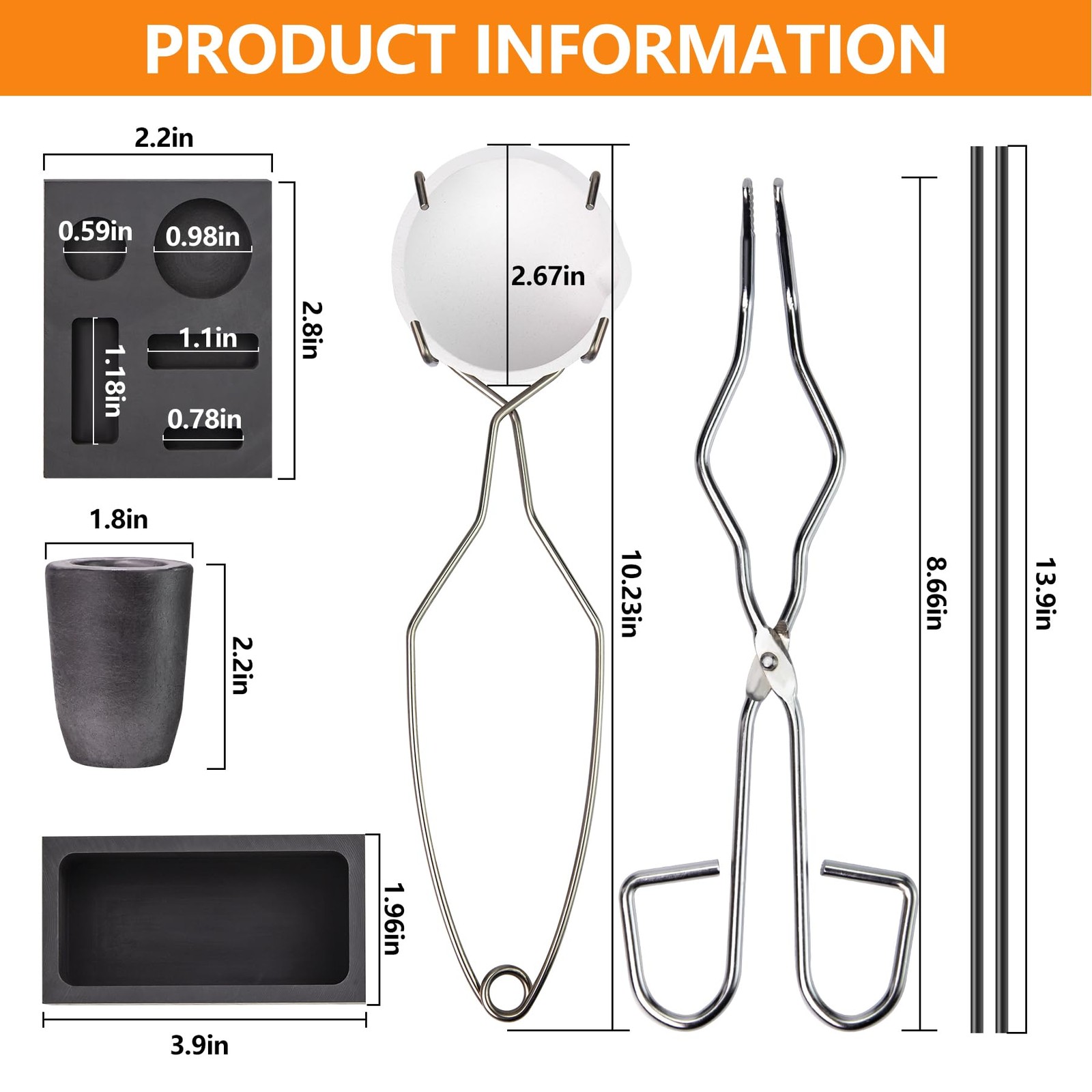 8 In 1 Graphite Torch Melting Casting Kit Crucibles Ingot Mould Metal Smelting