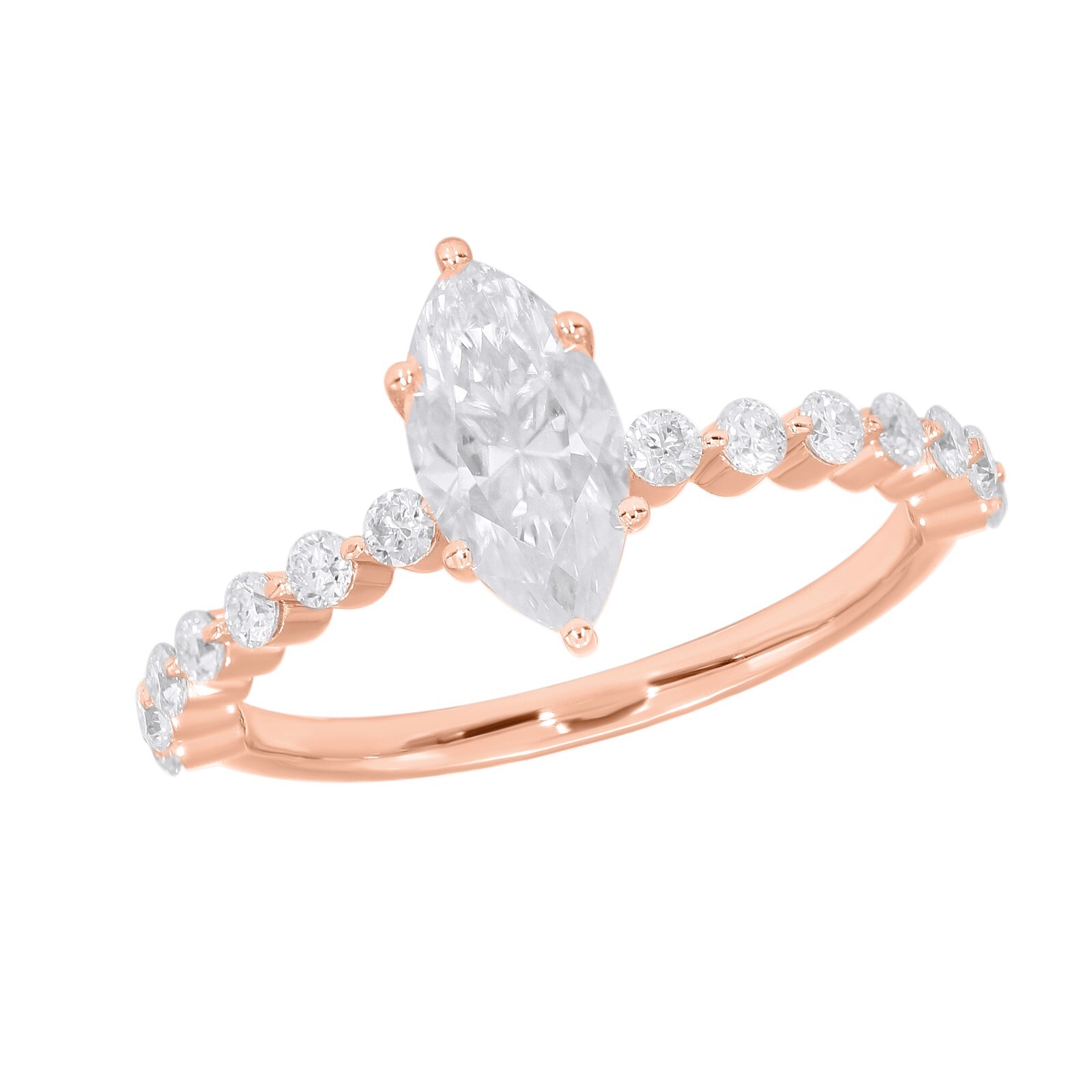 1.40Ct Marquise & Round Cut Moissanite Engagement Ring 925 Silver Women’s Gift